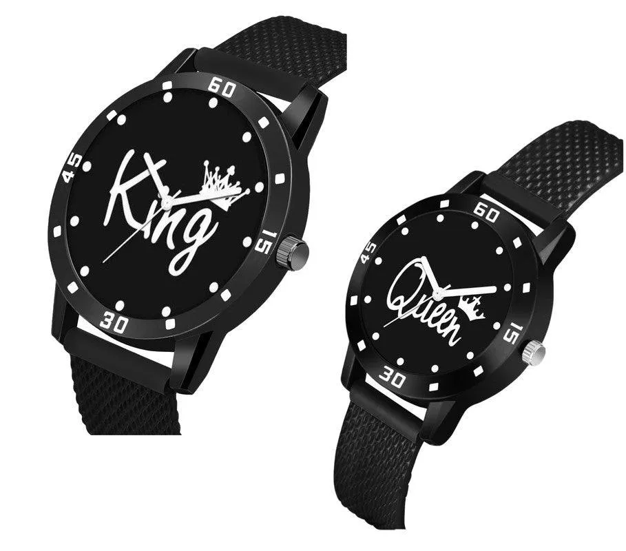 King Queen Dial PU Strep Couple Analog Watch - For Men & Women Analog Watch - For Couple