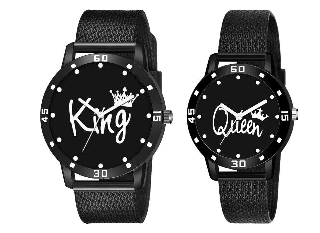 King Queen Dial PU Strep Couple Analog Watch - For Men & Women Analog Watch - For Couple
