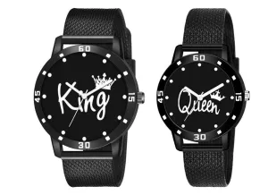 King Queen Dial PU Strep Couple Analog Watch - For Men & Women Analog Watch - For Couple