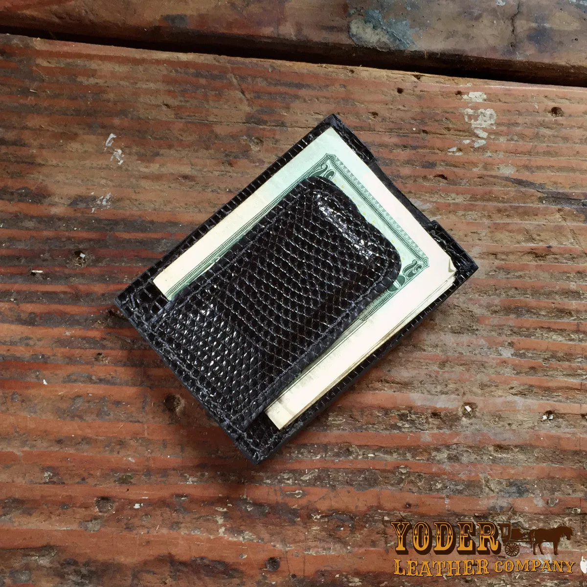 Lizard Black Clip Wallet