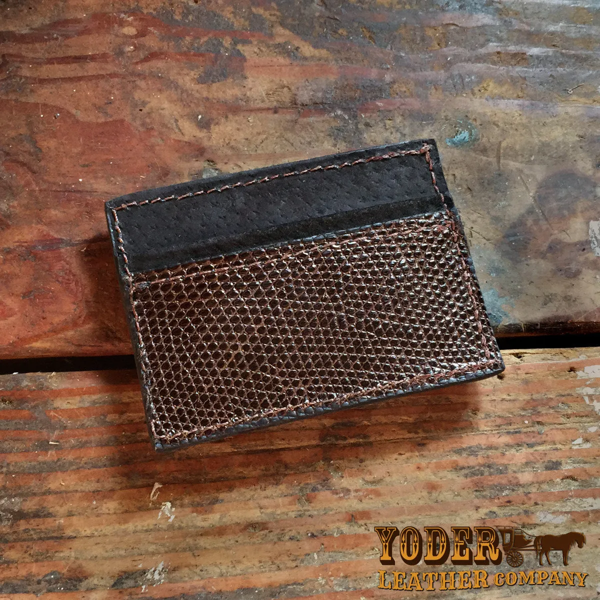 Lizard Brown Clip Wallet
