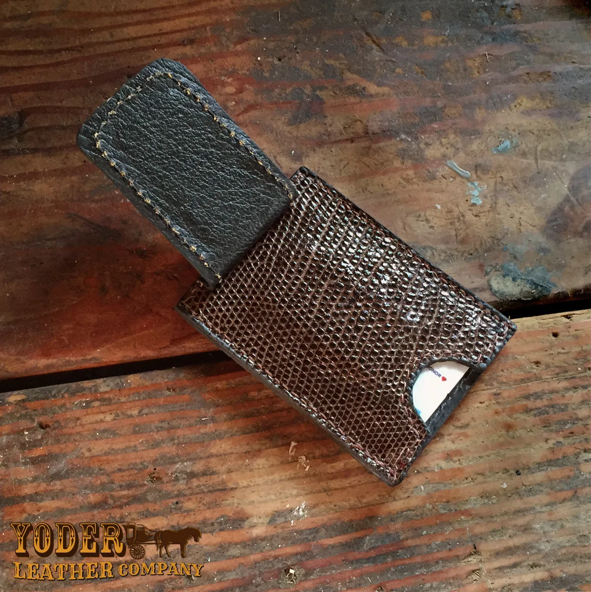 Lizard Brown Clip Wallet