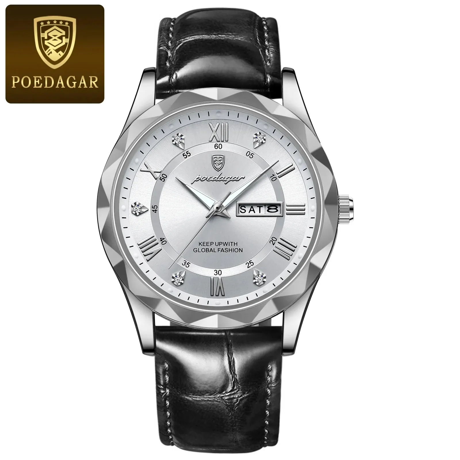 Luxury Businessman's Wristwatch: Waterproof, Luminous, Date and Week Display, Quartz Clock, Leather Men's Watch