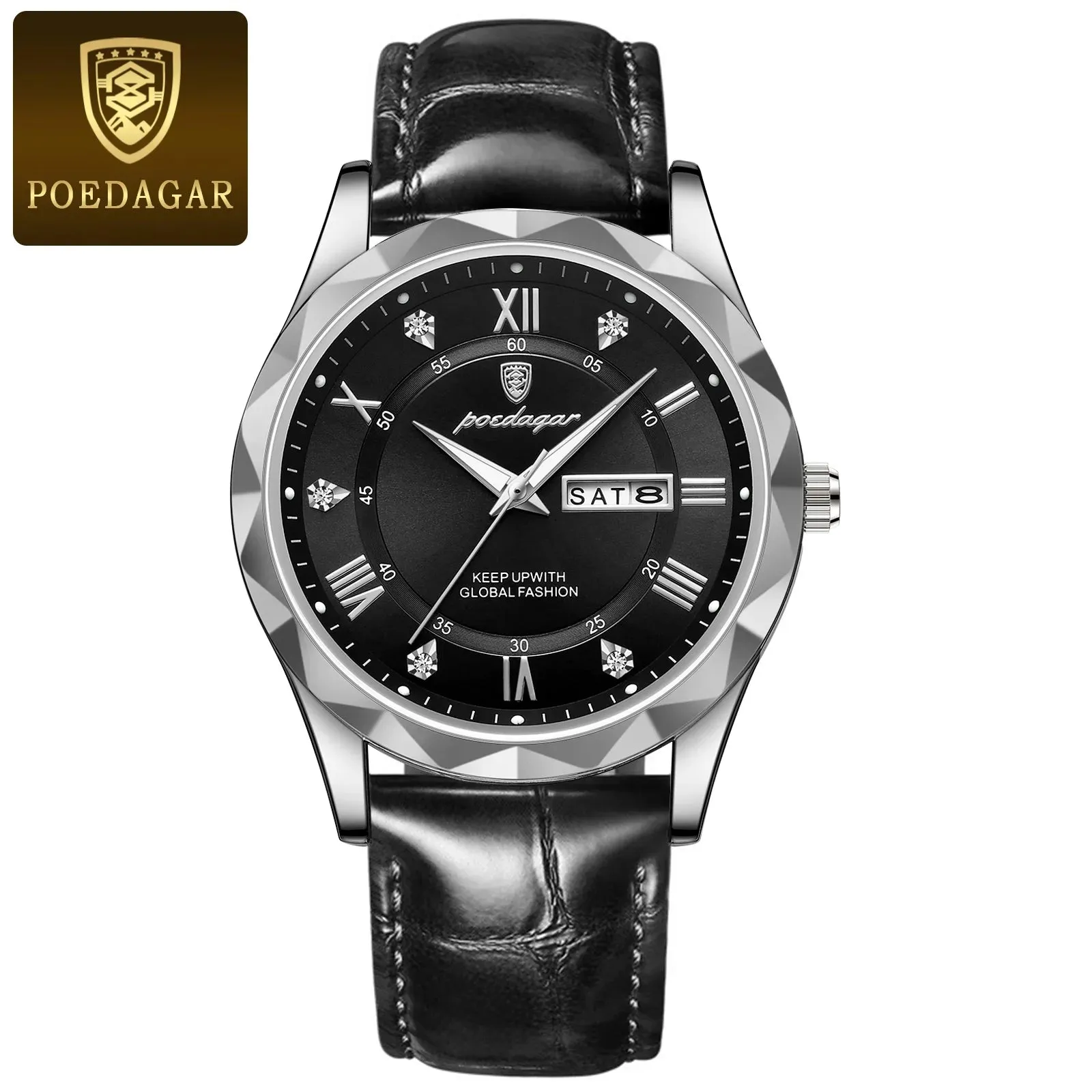 Luxury Businessman's Wristwatch: Waterproof, Luminous, Date and Week Display, Quartz Clock, Leather Men's Watch