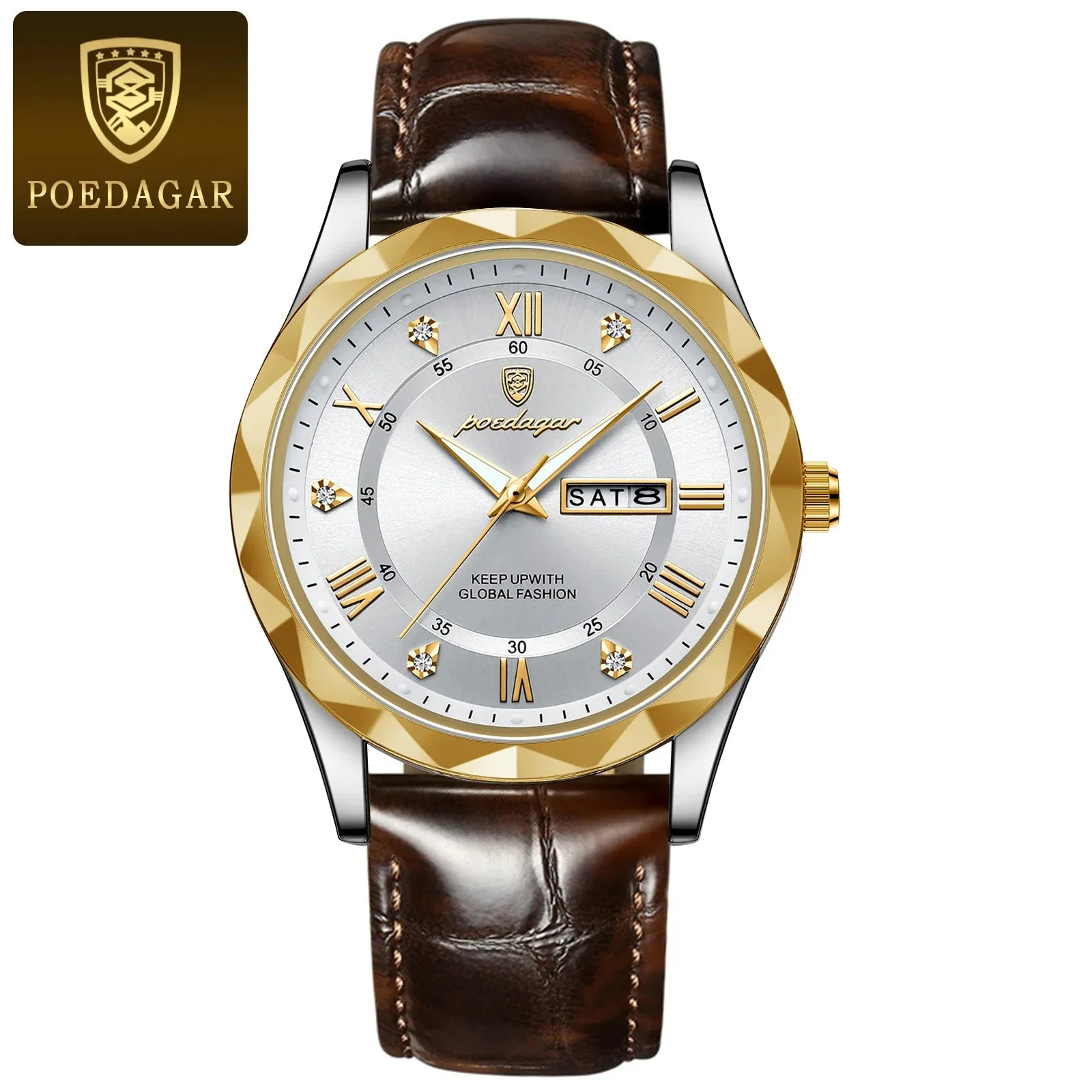 Luxury Businessman's Wristwatch: Waterproof, Luminous, Date and Week Display, Quartz Clock, Leather Men's Watch