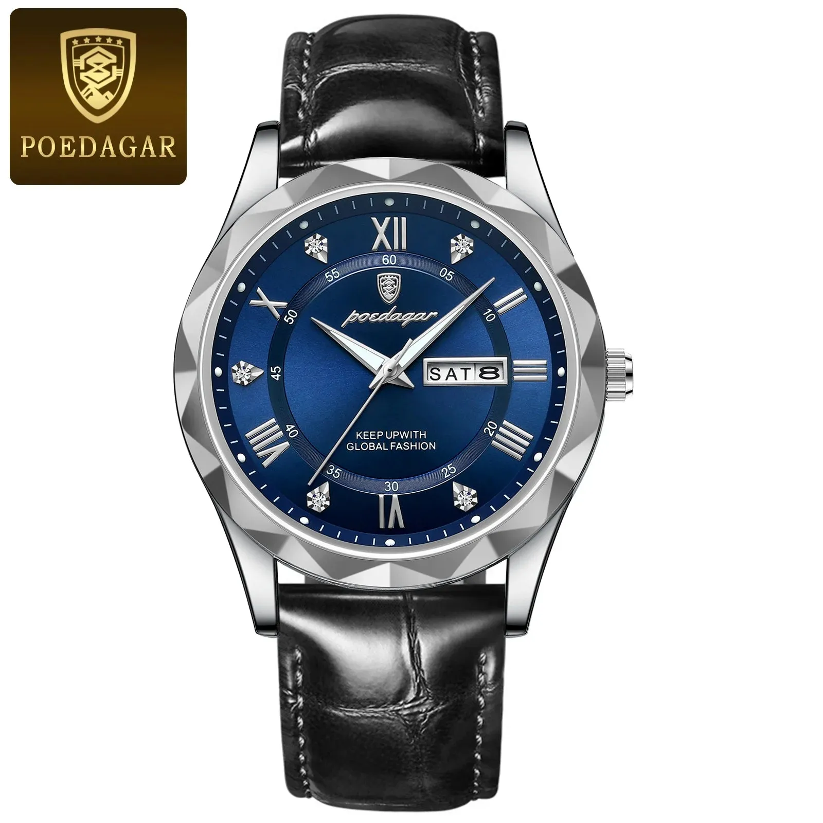 Luxury Businessman's Wristwatch: Waterproof, Luminous, Date and Week Display, Quartz Clock, Leather Men's Watch
