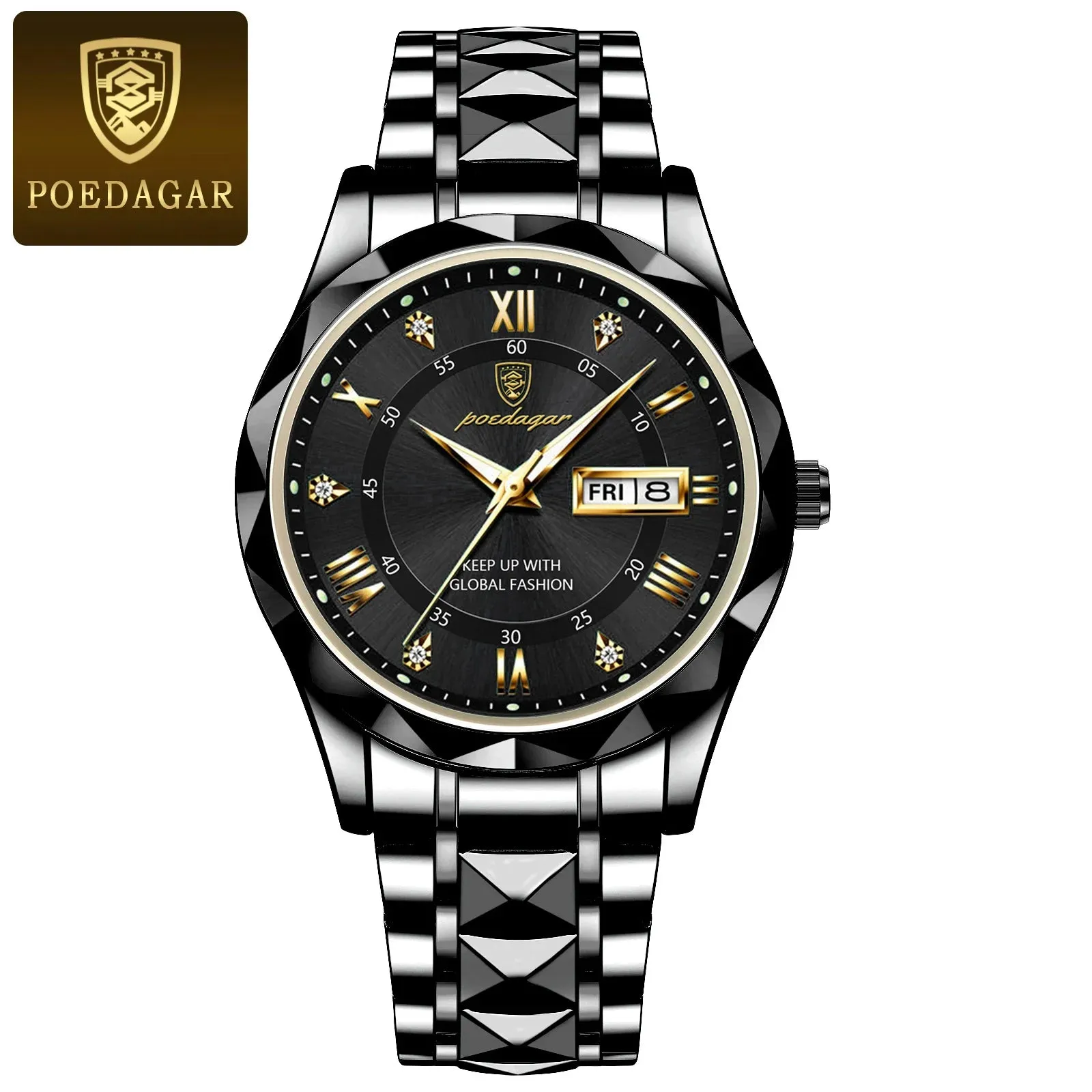 Luxury Businessman's Wristwatch: Waterproof, Luminous, Date and Week Display, Quartz Clock, Leather Men's Watch