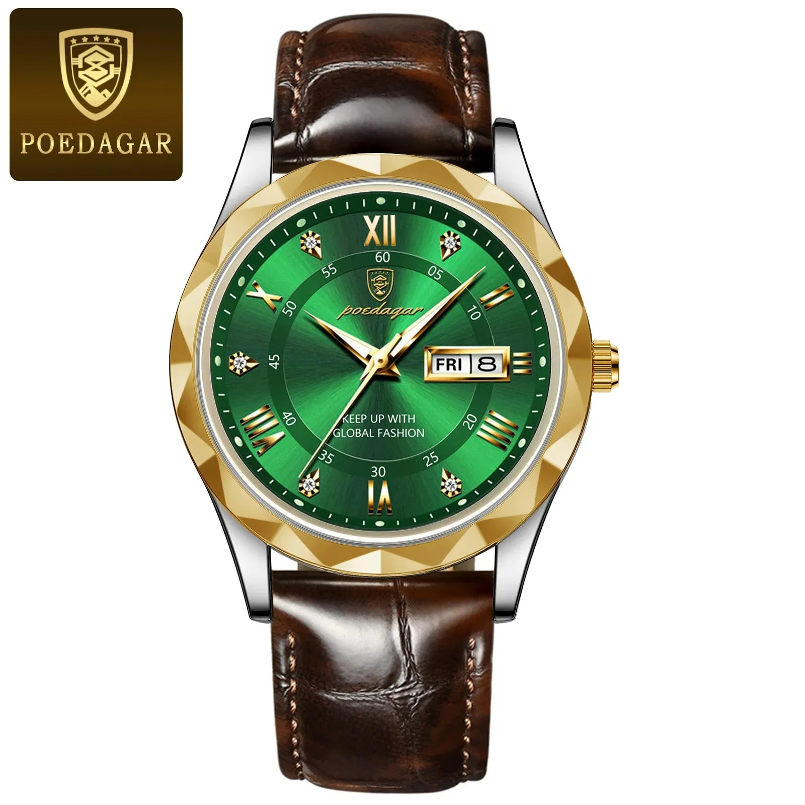 Luxury Businessman's Wristwatch: Waterproof, Luminous, Date and Week Display, Quartz Clock, Leather Men's Watch