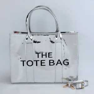 Luxury The Tote Bag Metallic Shine Spacious Handheld Handbag #22