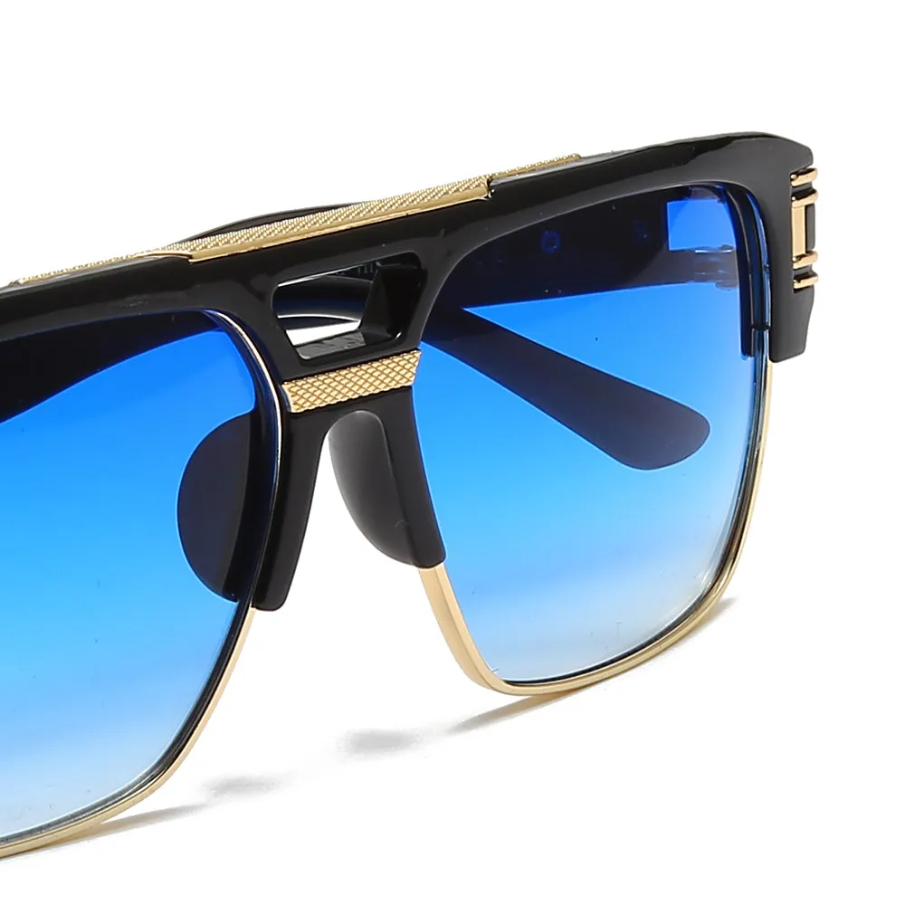 Men's Fevani Blue Square Oversized Sunglasses