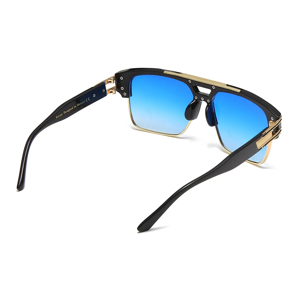 Men's Fevani Blue Square Oversized Sunglasses