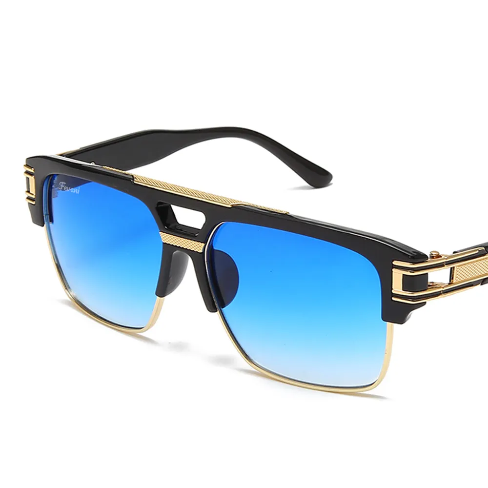 Men's Fevani Blue Square Oversized Sunglasses