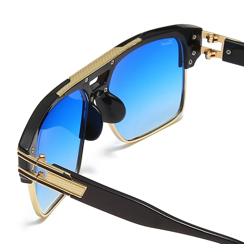 Men's Fevani Blue Square Oversized Sunglasses