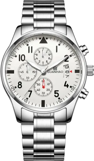 Men's Watches Large Face with Date,Casual Watches for Men,Chronograph Sport Waterproof Business Dress Analog Quartz Men's Wristwatches Reloj De Hombre
