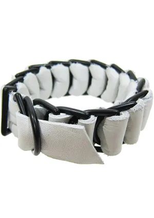 Military Leather Bracelet in White