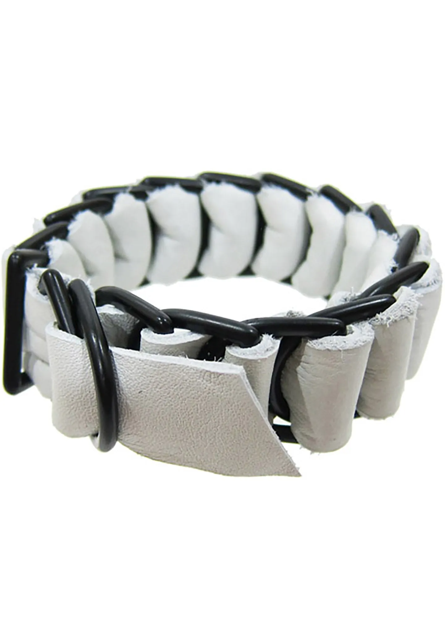 Military Leather Bracelet in White