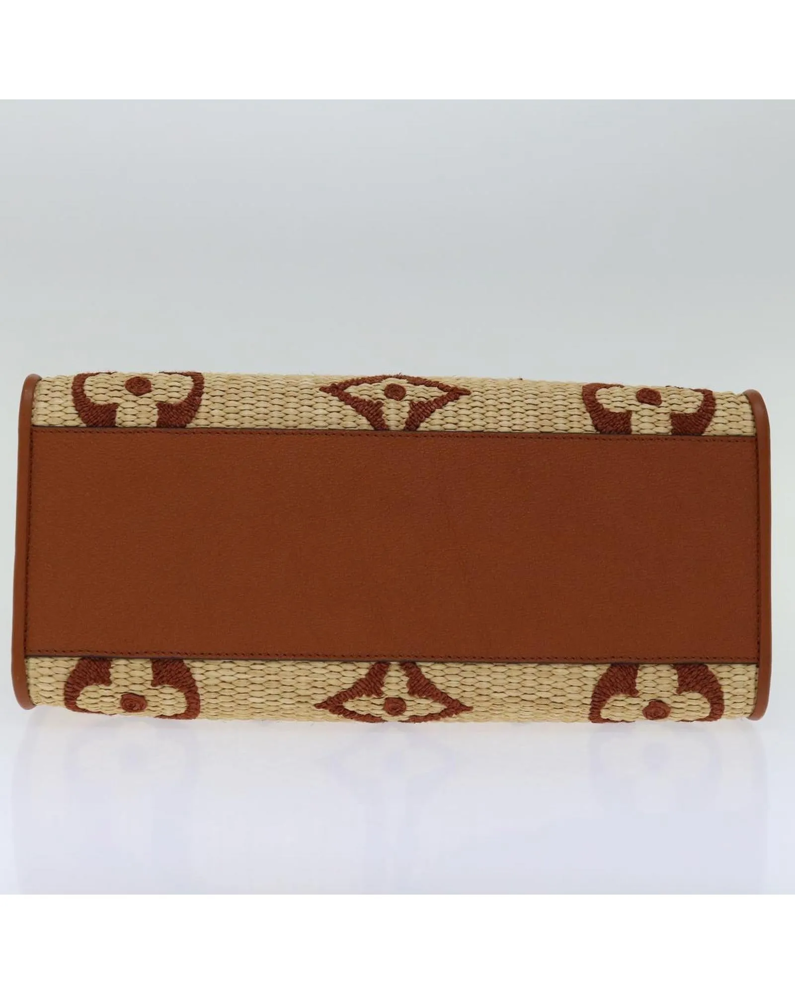 Monogram Raffia On The Go MM Bag 2way Beige LV Auth