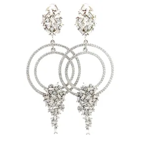 Multi Hoop Crystal & Baguette CZ Sterling Silver Earring