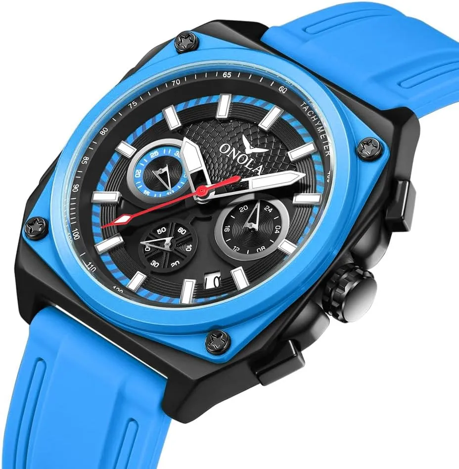 Multifunctional Watch for Men Wristwatch Waterproof Sport Analog Quartz Business Mens Watches Silicone Strap Fashion Watch