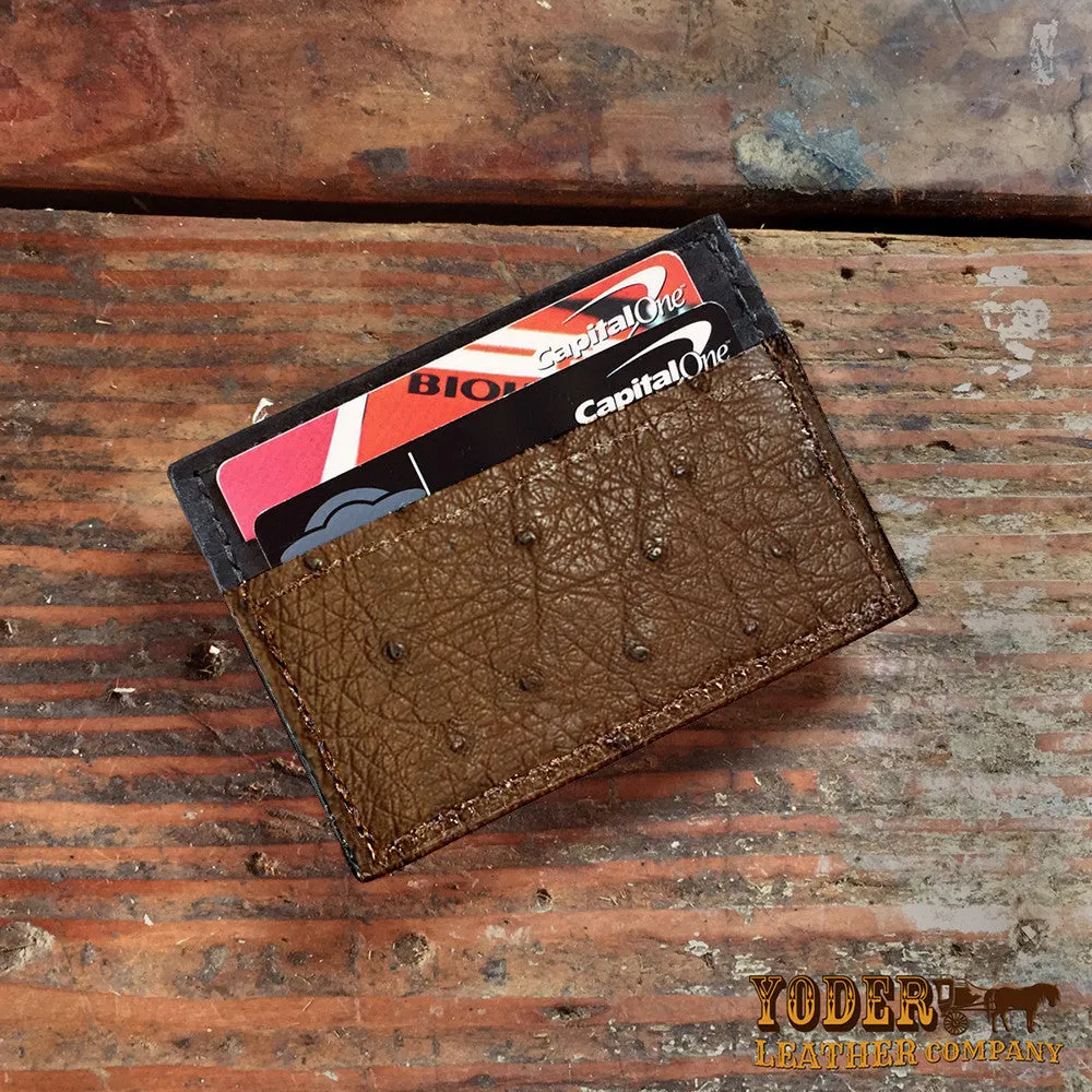 Ostrich Brown Clip Wallet