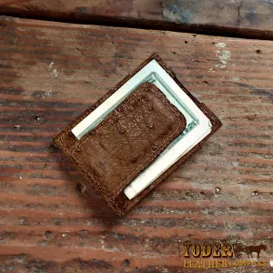 Ostrich Brown Clip Wallet