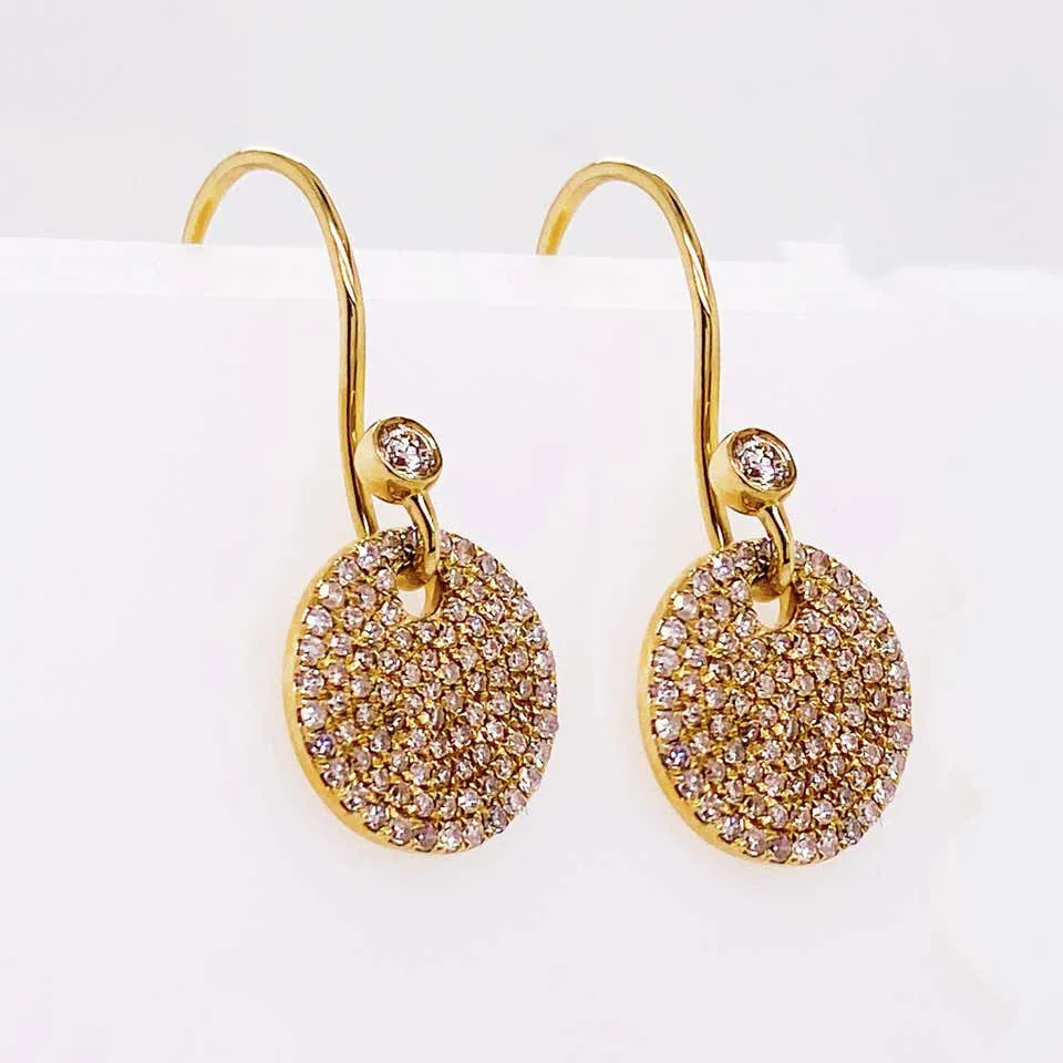 Pave Diamond Circle Dangle Earrings
