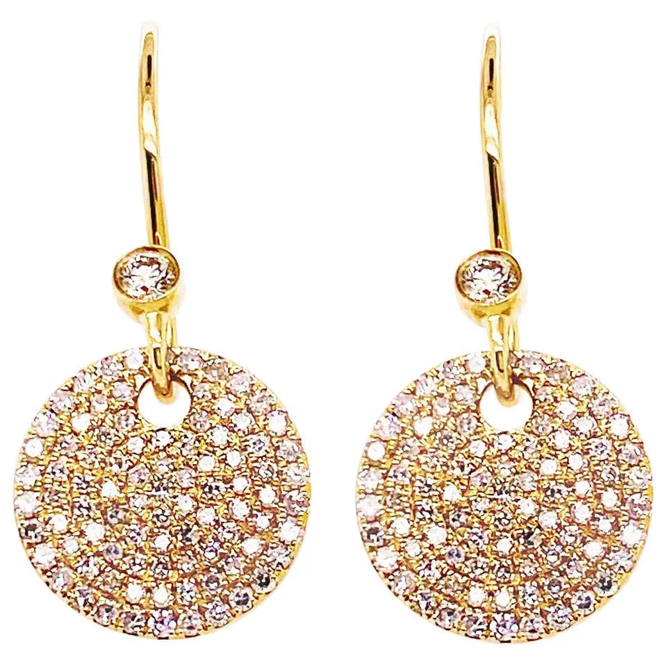 Pave Diamond Circle Dangle Earrings