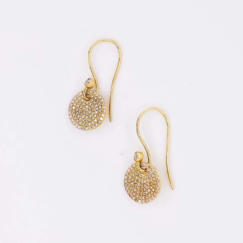 Pave Diamond Circle Dangle Earrings