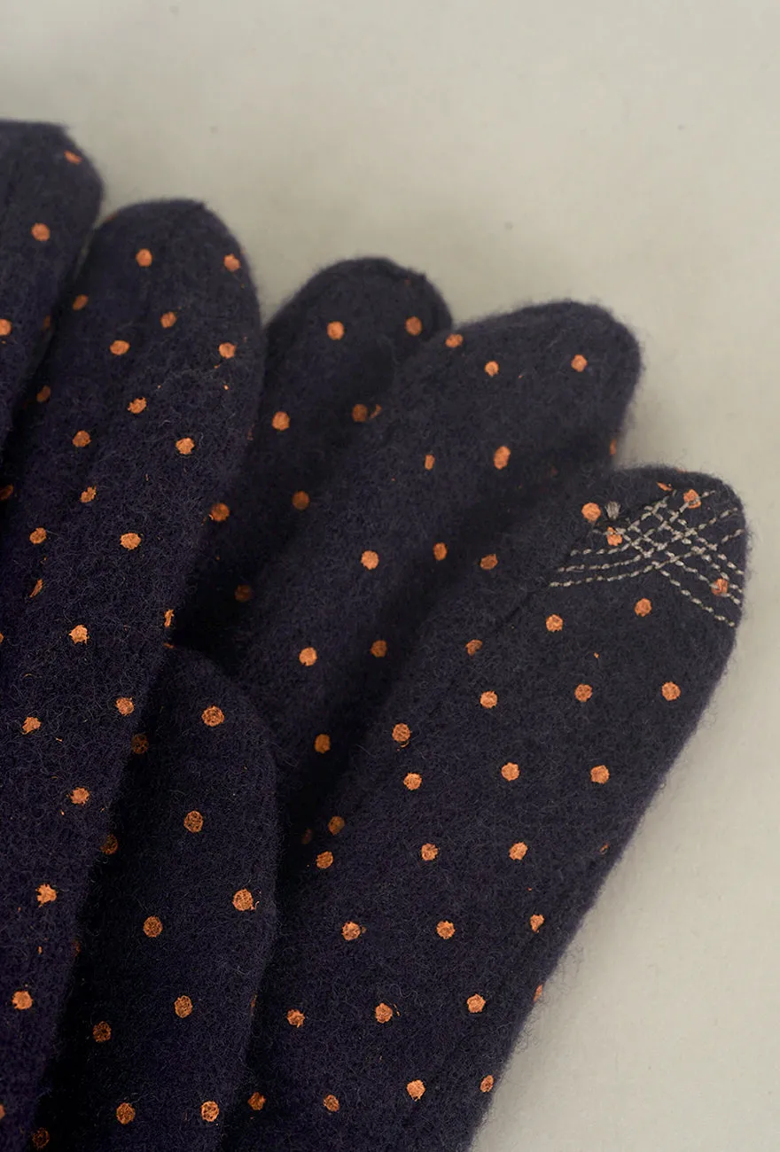 Pindot Wool Knit Gloves, Marino