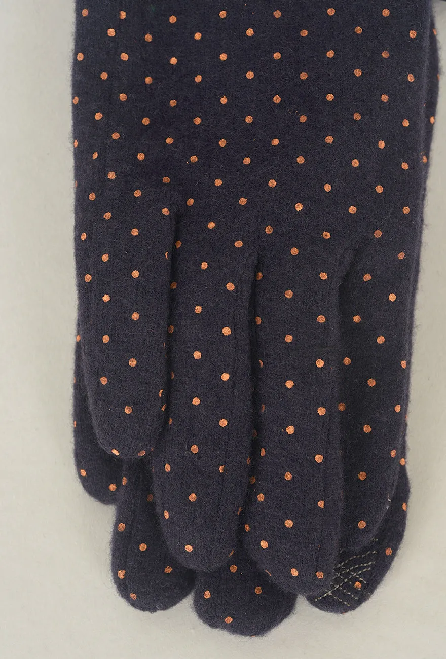 Pindot Wool Knit Gloves, Marino