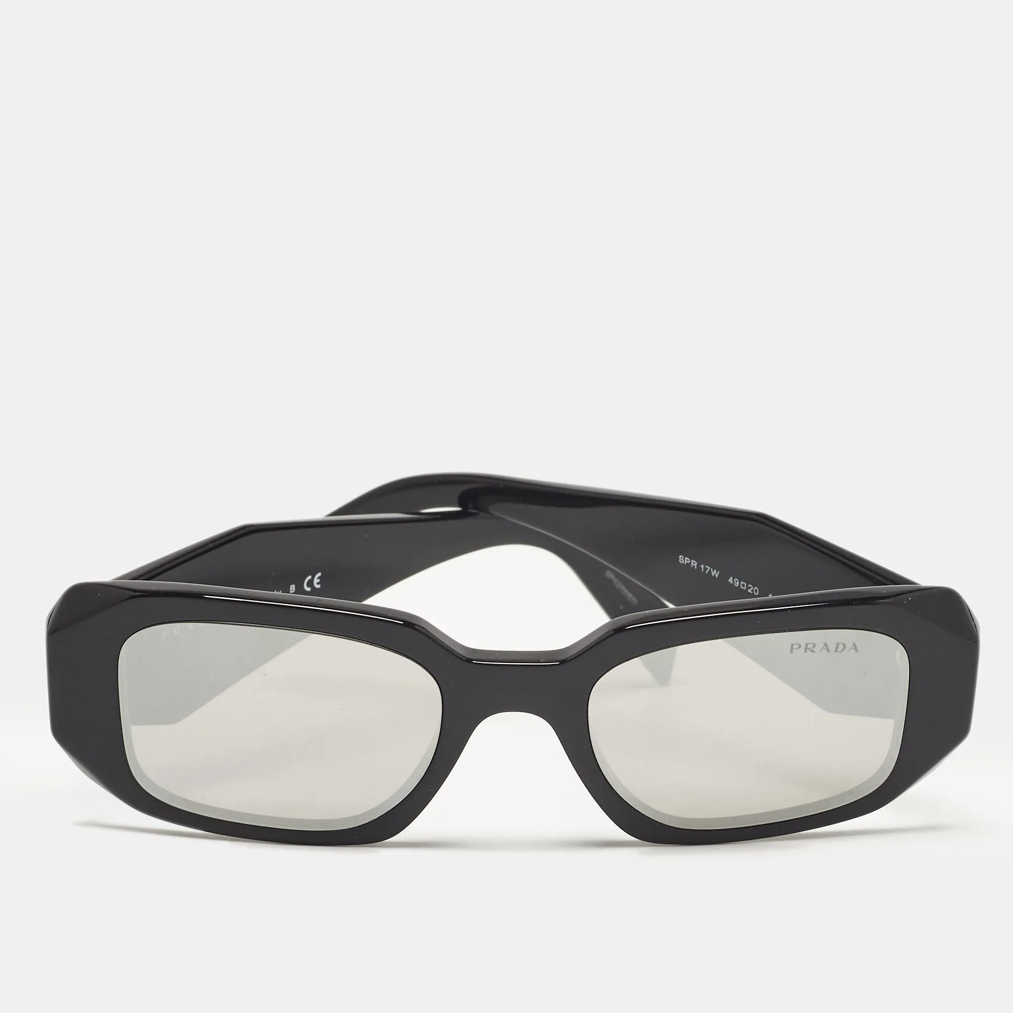 Prada Black Mirror Spr17W Symbole Geometric Sunglasses