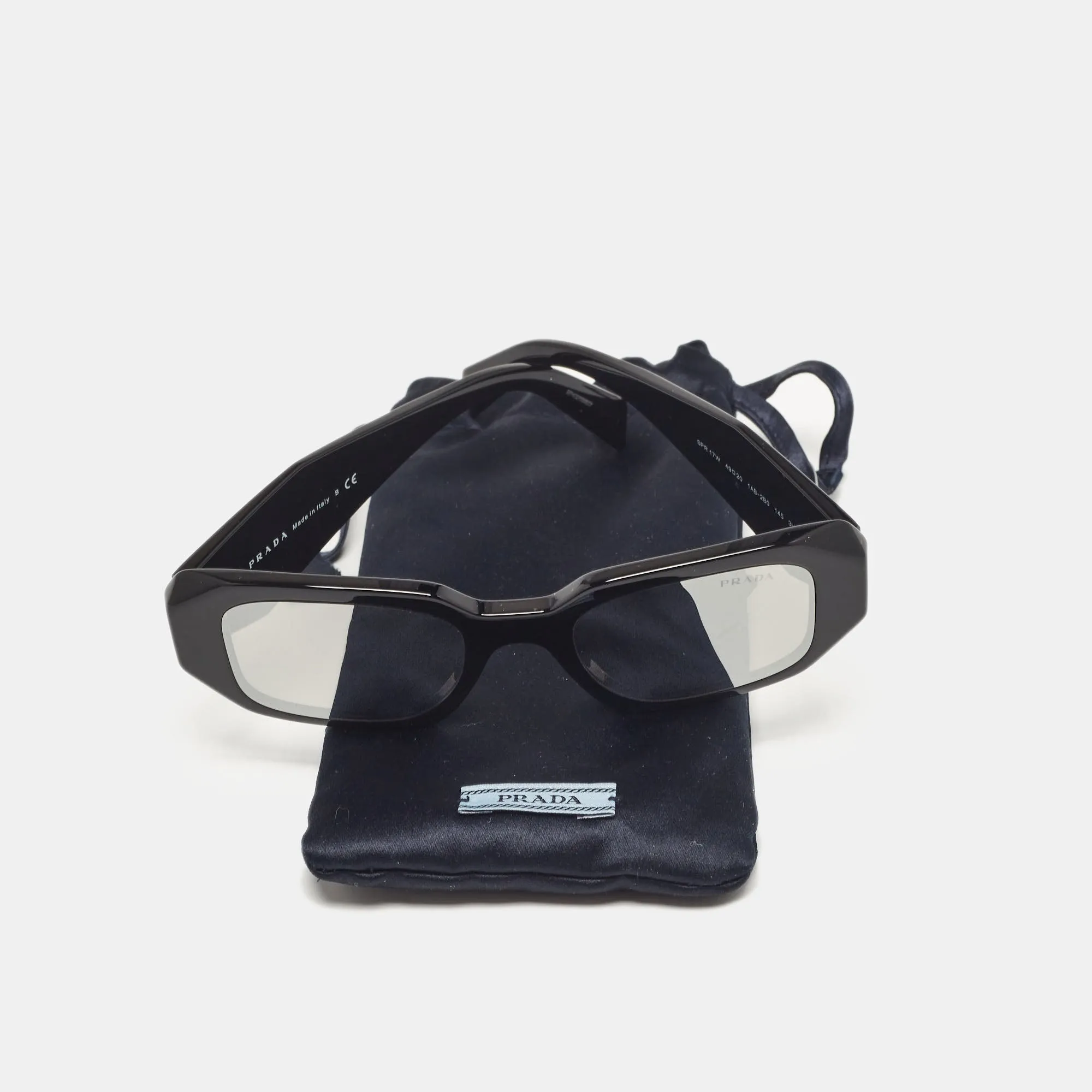 Prada Black Mirror Spr17W Symbole Geometric Sunglasses
