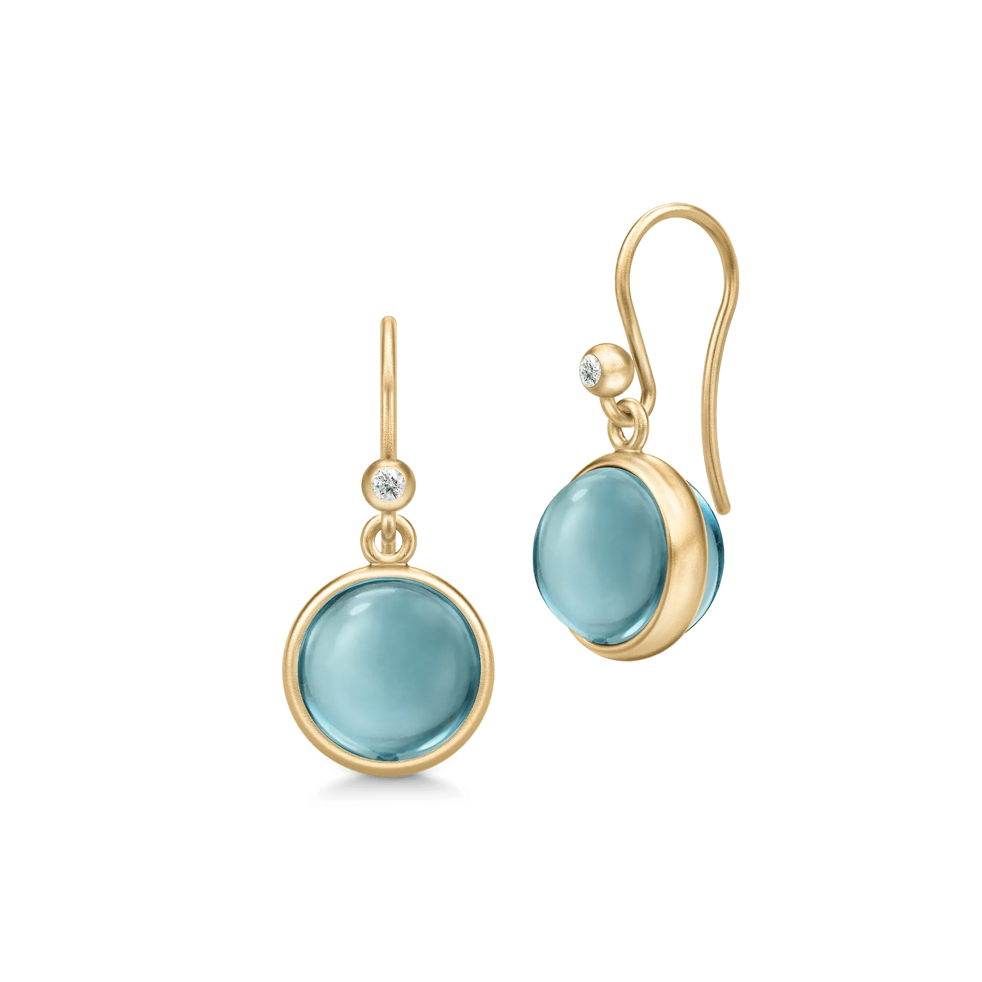Prime 14K Gold Earrings w. Aqua Blue Quartz
