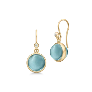 Prime 14K Gold Earrings w. Aqua Blue Quartz