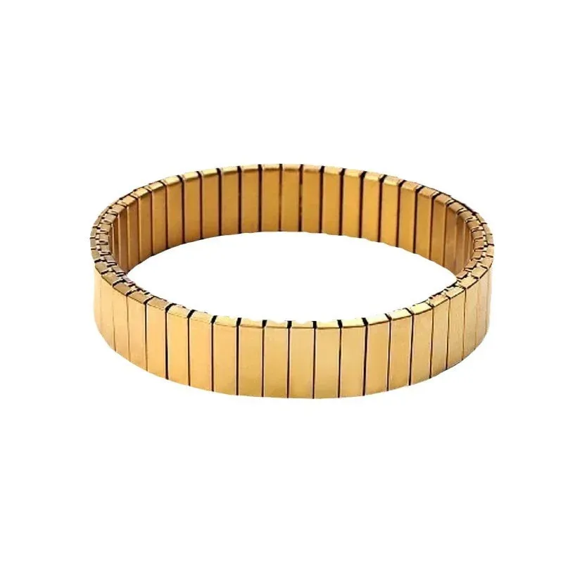 PRISCA | Titanium Steel Elastic Bracelet for Women.Heart Shape.1Pcs.Gold Plated Punk Jewelry.Hip Hop. New Design