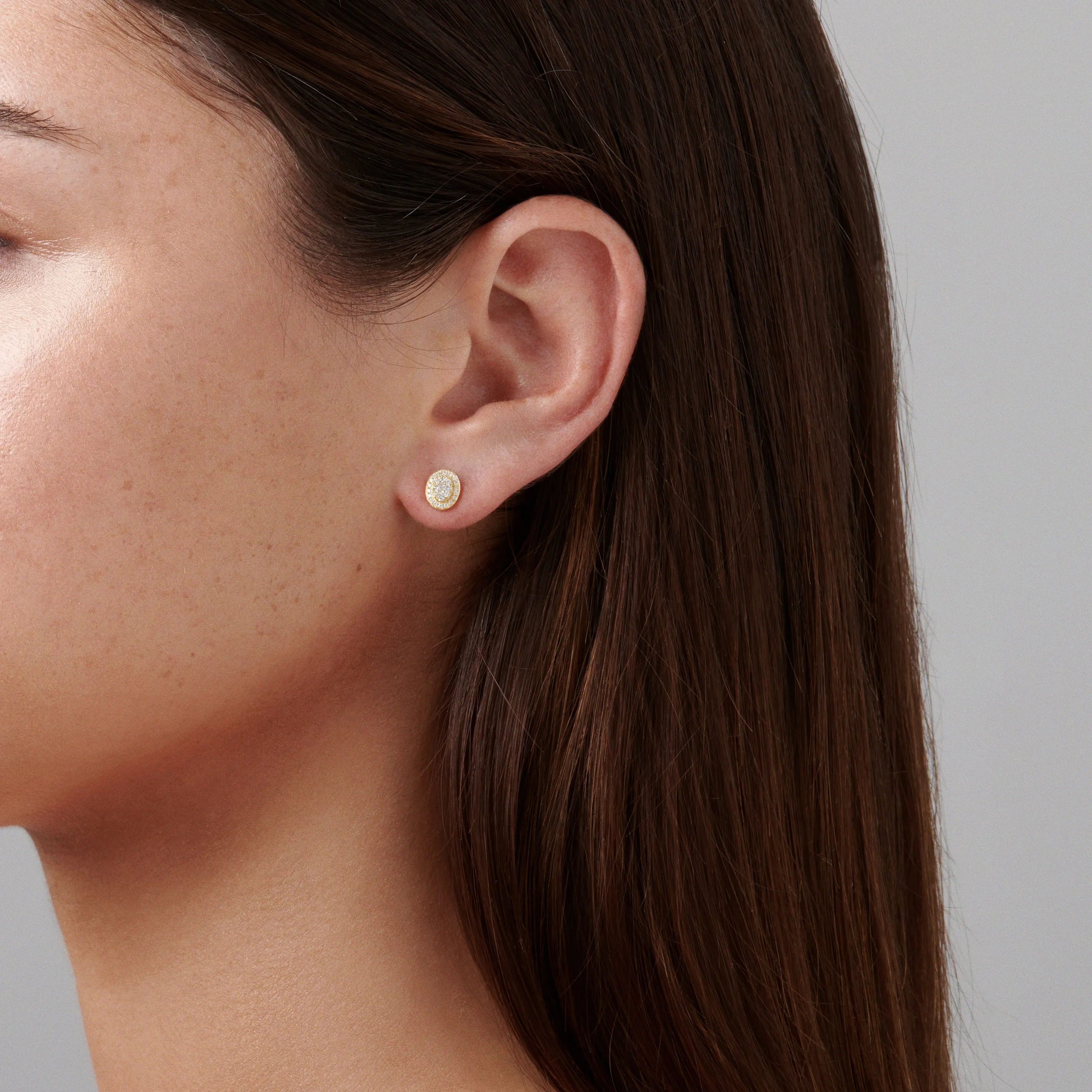 Promise Mini Oval Diamond Studs | 18K Yellow Gold