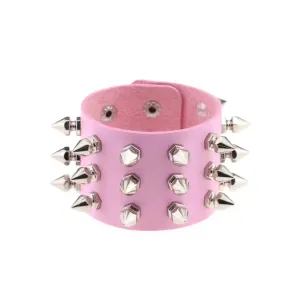 Punk PU Cuff Bangles Studded Wristband Bracelets