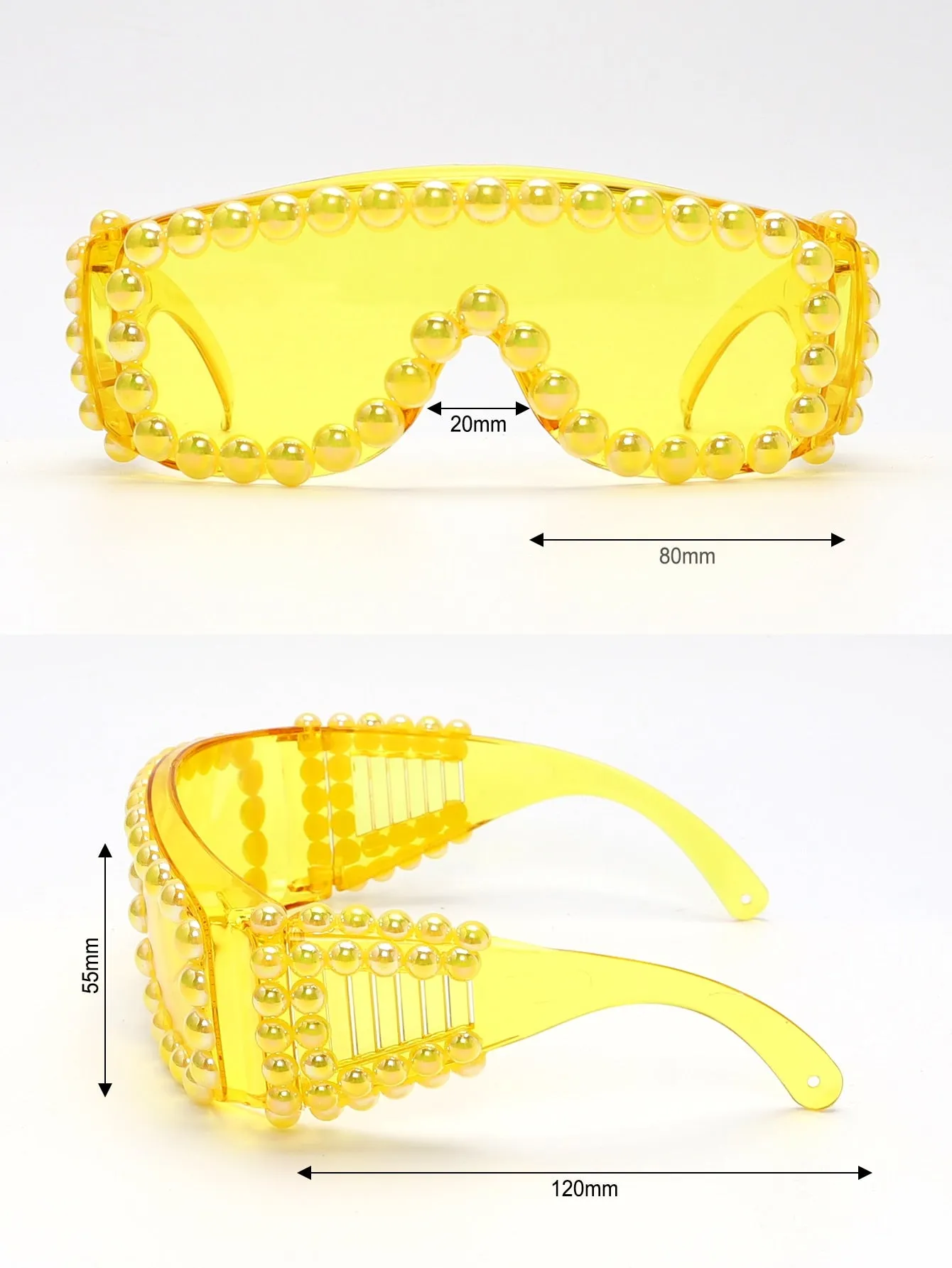 "Champ" Oversize Google Beaded Sunglasses