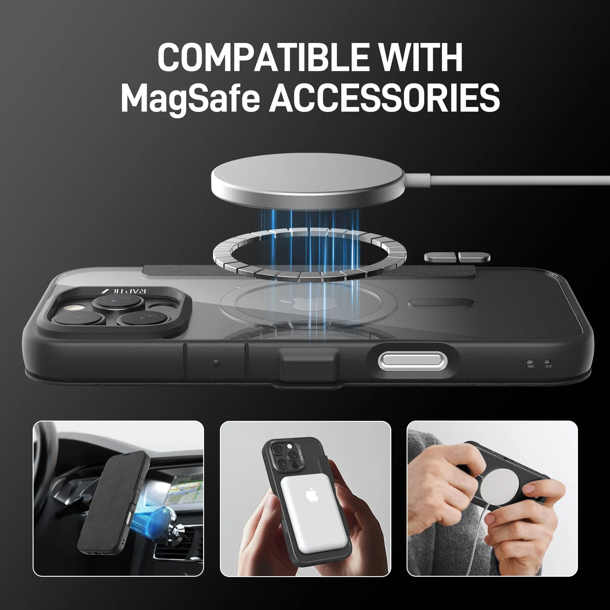 Raptic MagSafe Urban Folio Case with Card Slot for iPhone 16