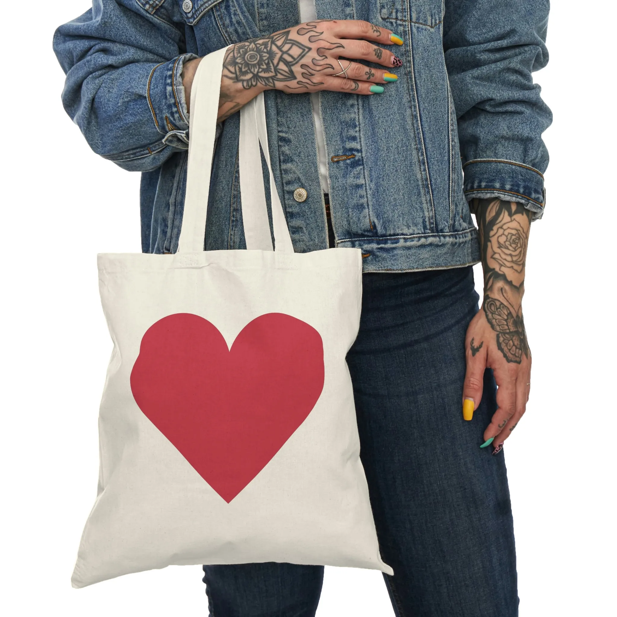 Red Heart - Natural Tote Bag ~ Sharon Dawn Collection