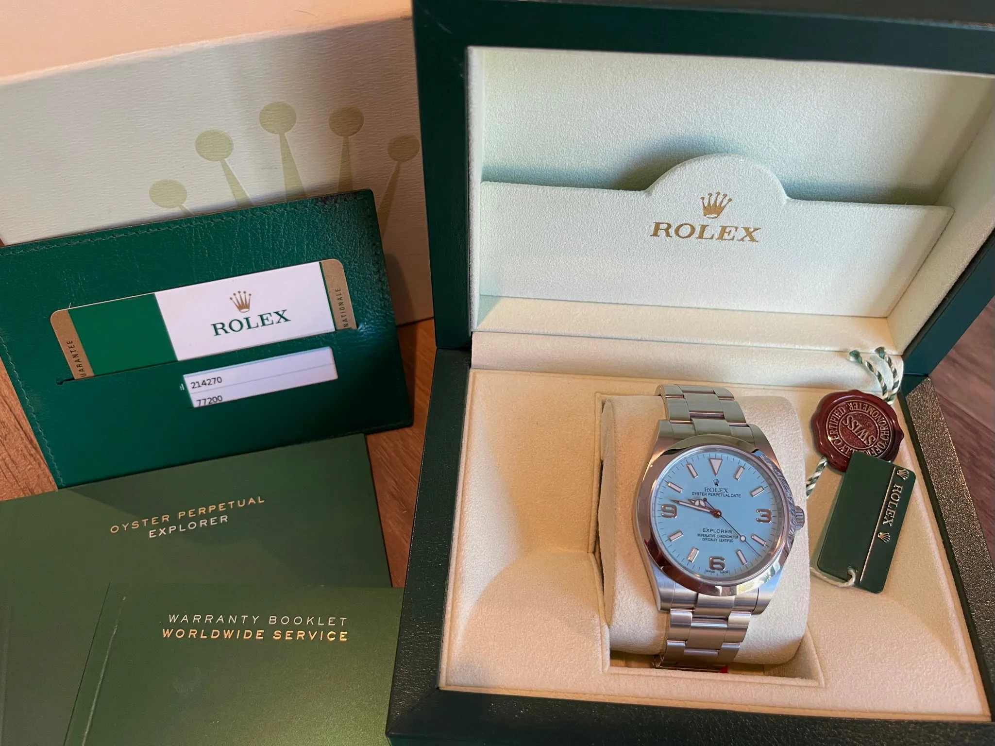 Rolex Explorer 39mm 214270 Mens or Women’s Watch Refinished Tiffany Blue Dial Mint