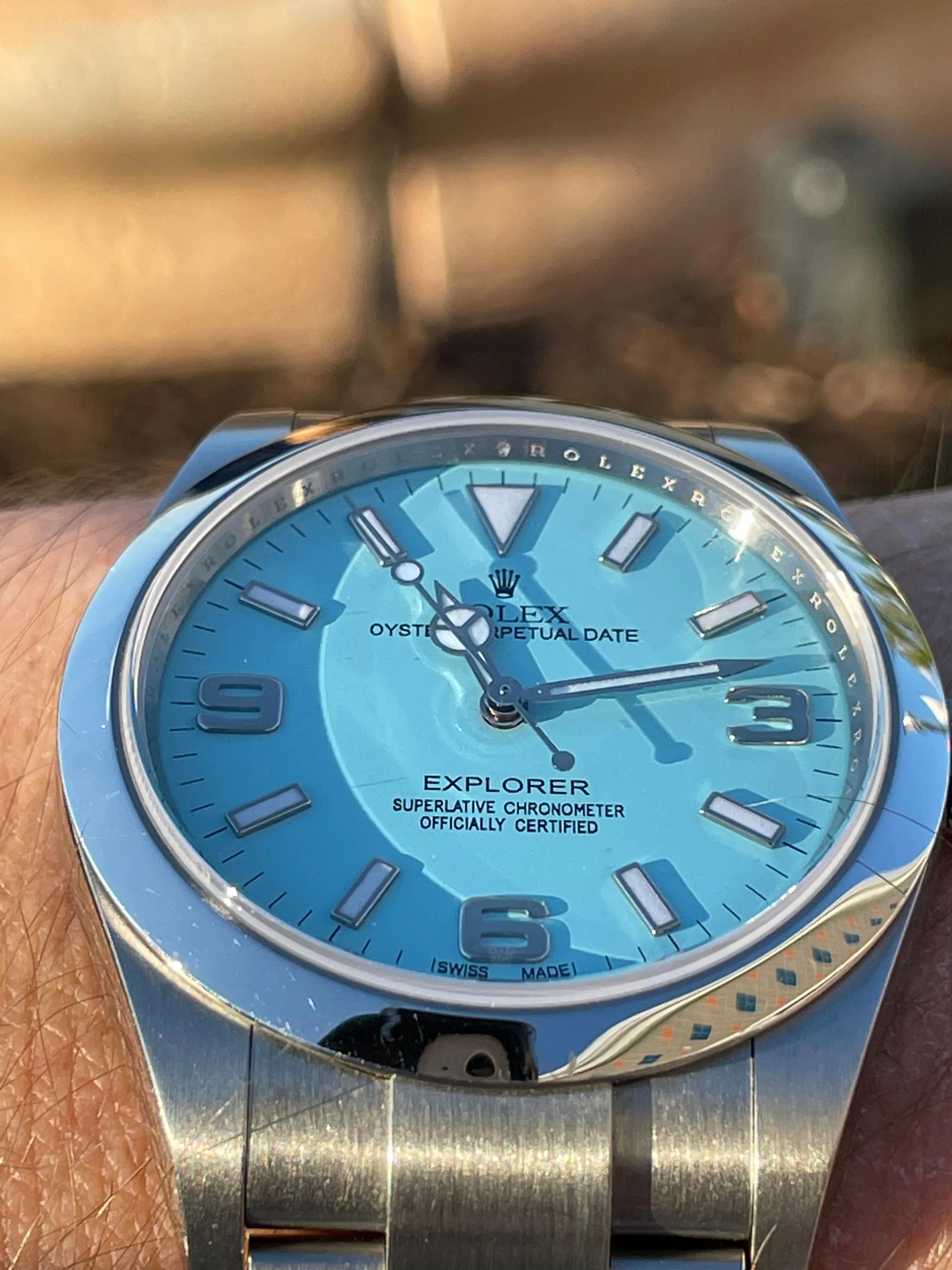 Rolex Explorer 39mm 214270 Mens or Women’s Watch Refinished Tiffany Blue Dial Mint