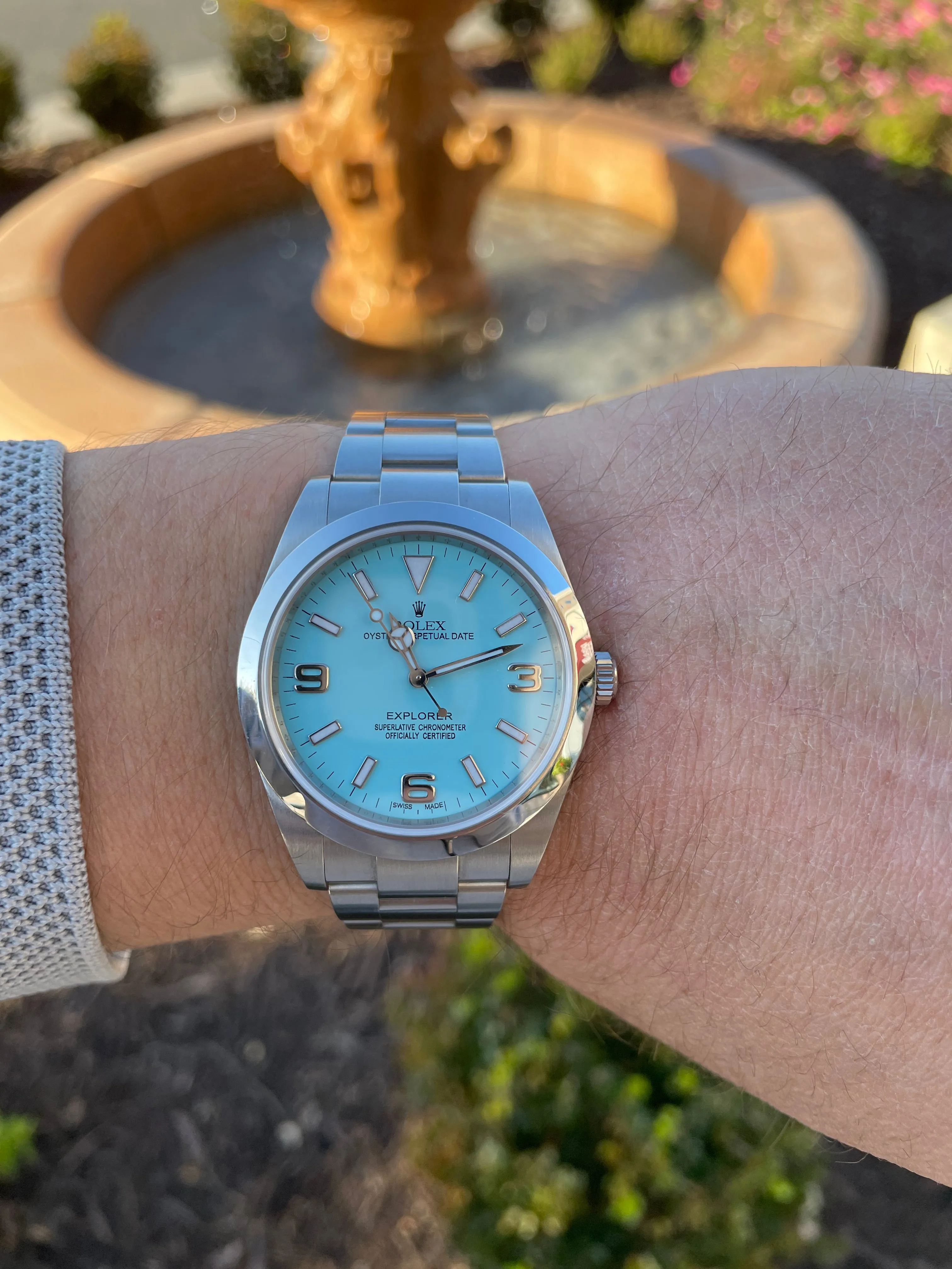 Rolex Explorer 39mm 214270 Mens or Women’s Watch Refinished Tiffany Blue Dial Mint