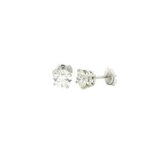 Round Canadian Diamond Solitaire Stud Earrings