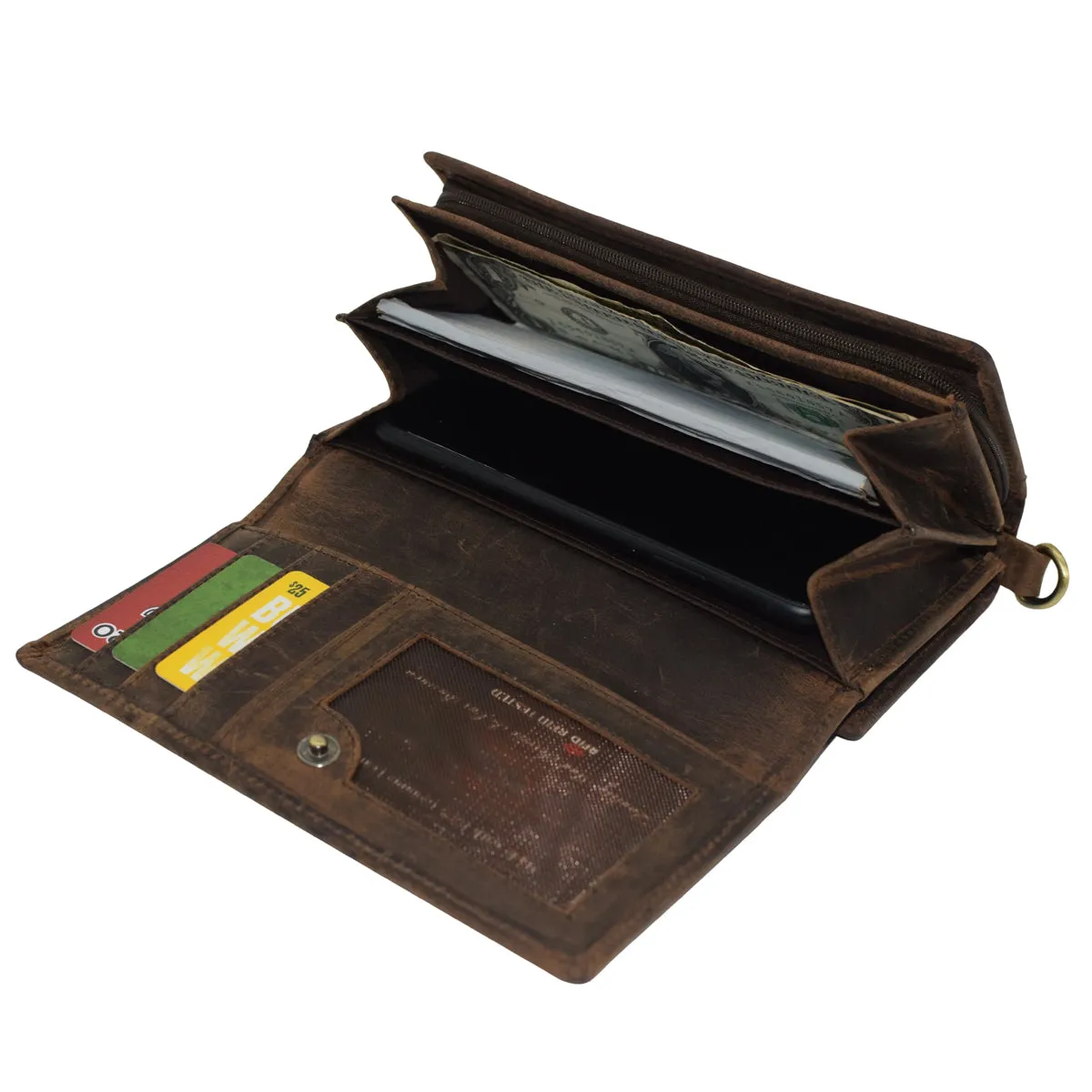 Rustic Vintage Double Side Leather Wallet For women
