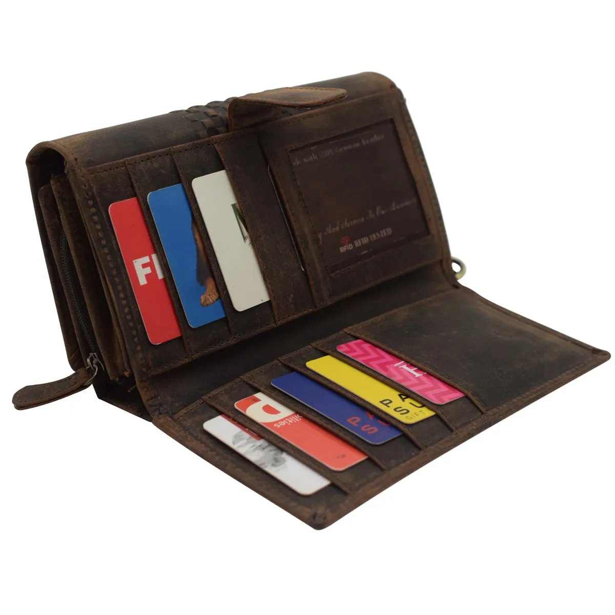 Rustic Vintage Double Side Leather Wallet For women