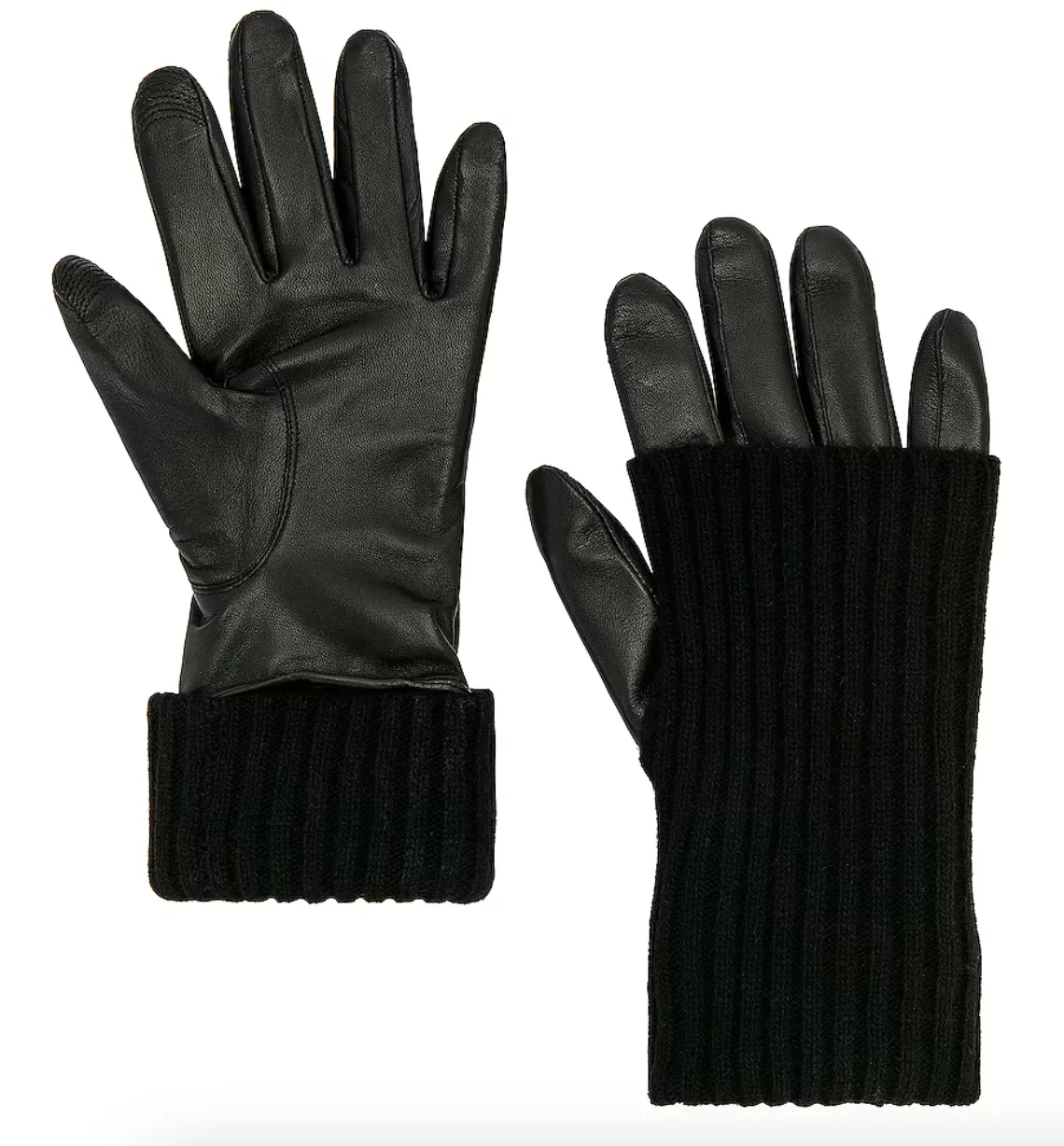 Soia & Kyo CARMEL-N Leather Gloves With Knit Lining in Black
