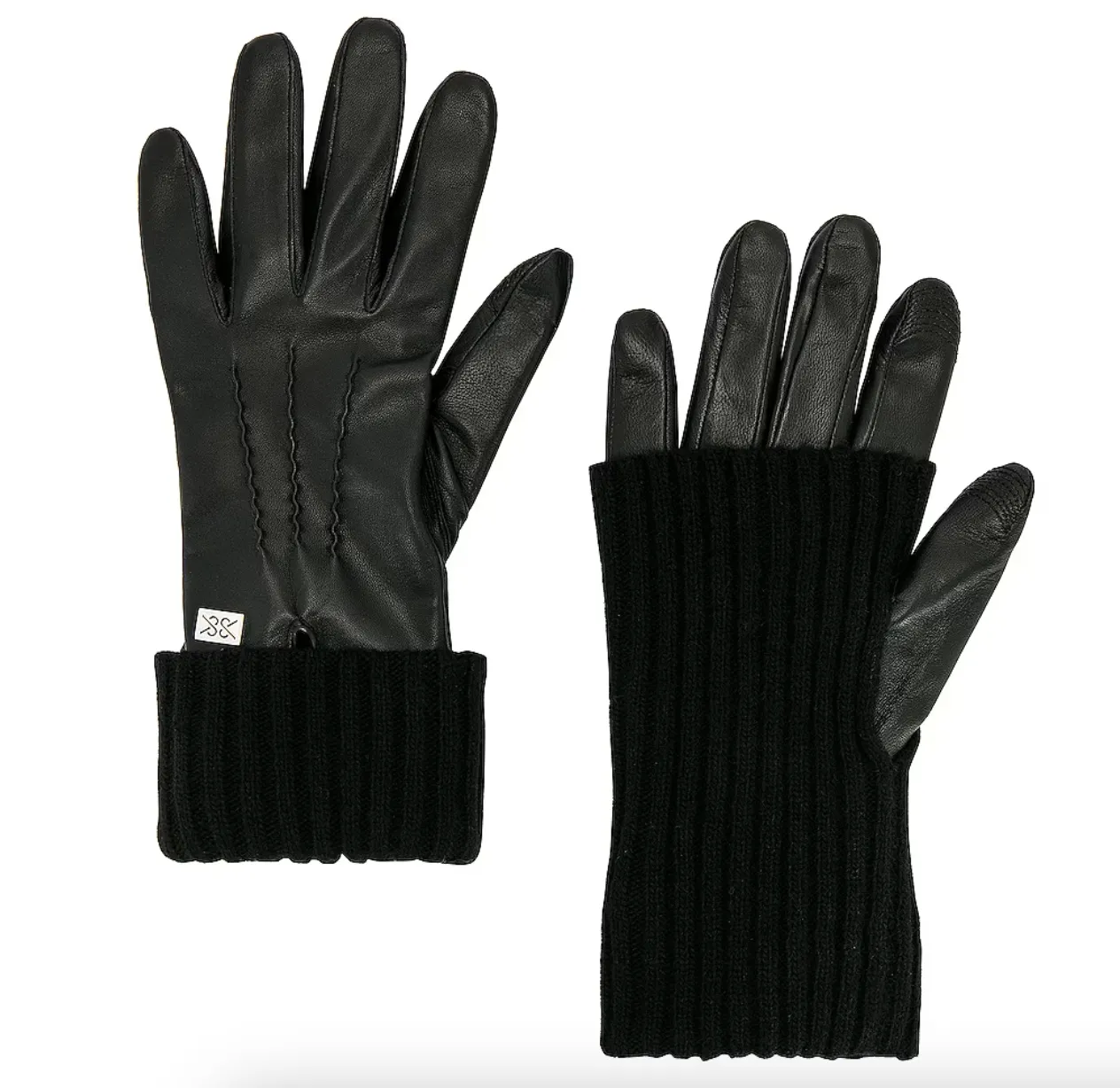 Soia & Kyo CARMEL-N Leather Gloves With Knit Lining in Black