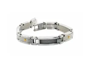 Stainless Steel Gold IP Screws Link Bracelet | Italgem Steel