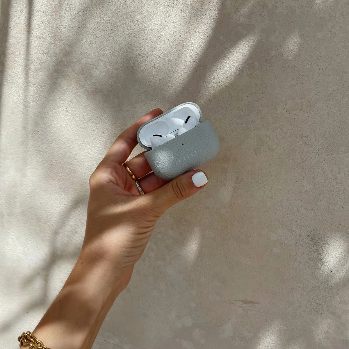 Status Anxiety Miracle Worker Leather Airpods Case (Grey)